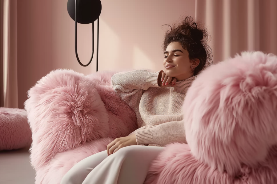dusty pink sofa
